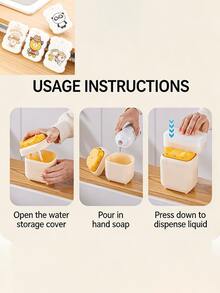 1pc Cute Pastel Cat Face Dish Soap Dispenser Pump Boxes, One-Hand Press Liquid Container For Kitchen Sink, Plastic Hand Soap Holder With Controlled Dispensing For Family Countertop, All-Season - Multiple Colors and Styles - View 10