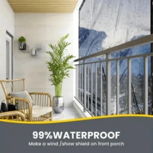 1pc Transparent Waterproof Tarp Set With Drawstring, No Drilling Easy Installation, Dust-Proof UV-Resistant Greenhouse Film Cover, Suitable For Outdoor Camping, Balcony And Patio Wind-Proof Cold-Proof Rain-Proof - 1pc Rainproof Canopy - View 11