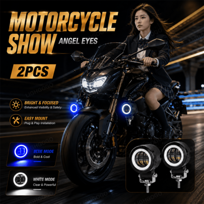 2 LED Motorcycle Working Lights, Motorcycle LED, Featuring White And Blue Miniature LED External Lights, LED Working Lights, Vehicle Working Lights, Running Lights, Truck Lights, Fog Lights, Running Lights, Enhanced Visibility Lamps