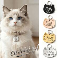 [Double-Sided Customized] 1pc Personalized Pet ID Pendant Tag, Customized Dog Name Tag, Engraved Customized Cat Tag, Heart Pattern, Dog ID Pendant Pet Collar, Beautiful Pet Accessories - Multicolor - View 7