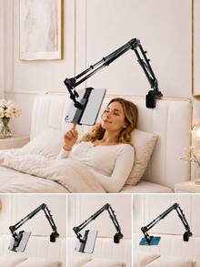 Bed Tablet Holder, Adjustable Long Arm Phone Clamp, 360° Rotating Slouchy Arm Metal Clamp Mount, Foldable Overhead Smartphone & Tablet Stand For Desk Bedside Bed Edge, Recording Live Streaming, Hands-Free Viewing, For 4-13 Inch Devices Kindle - Multicolor - View 2