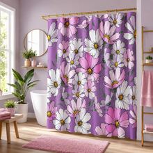 Cortina de ducha con estampado de mariposa y flores silvestres en acuarela, cortina de baño de poliéster resistente al agua y al moho con ganchos, decoración de baño botánica floral en tonos pastel para apartamento, dormitorio y hogar - Multicolor - Ver 2