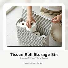 Lidded Toilet Paper Storage Box, Tissue Storage Box, Toilet Paper Storage Bucket, Foldable, Gap Storage, Bathroom Decor, Suitable For Home, Bathroom, Laundry Room Organization, Toilet Paper, Dirty Clothes, Underwear, Laundry Pods, Sanitary Pads - A - View 2