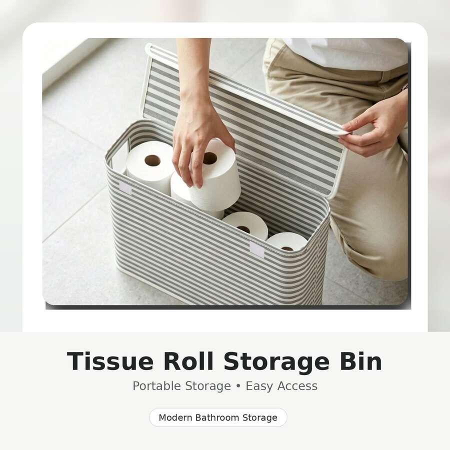 Lidded Toilet Paper Storage Box, Tissue Storage Box, Toilet Paper Storage Bucket, Foldable, Gap Storage, Bathroom Decor, Suitable For Home, Bathroom, Laundry Room Organization, Toilet Paper, Dirty Clothes, Underwear, Laundry Pods, Sanitary Pads