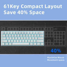 MageGee Star61 Mini Teclado Mecánico 60%, 61 Teclas Teclado de Juego Compacto con Retroiluminación LED, Teclado Multidispositivo Pequeño, Teclado Portátil con Retroiluminación, Adecuado para Portátil, Escritorio, Computadora, PC, Interruptor Blanco/Interruptor Rojo - Blanco - Ver 6