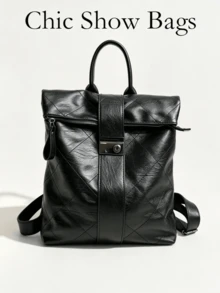 Women Backpack Diamond Quilted Pattern Soft Handle Metal Lock Zipper Large Capacity Multi-Purpose Vintage Minimalist Daily Work Travel All Seasons - Black - View 2