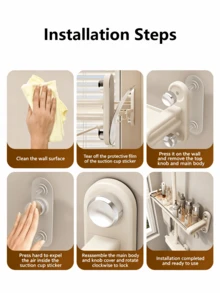 1pc Upgraded Vacuum Suction Cup Shower Caddy Holder, Stainless Steel Waterproof Rust-Proof With Towel Rack, No-Drill Large Capacity Storage Organizer For Shower Gel And Shampoo, Home Bathroom - Multicolor - View 9