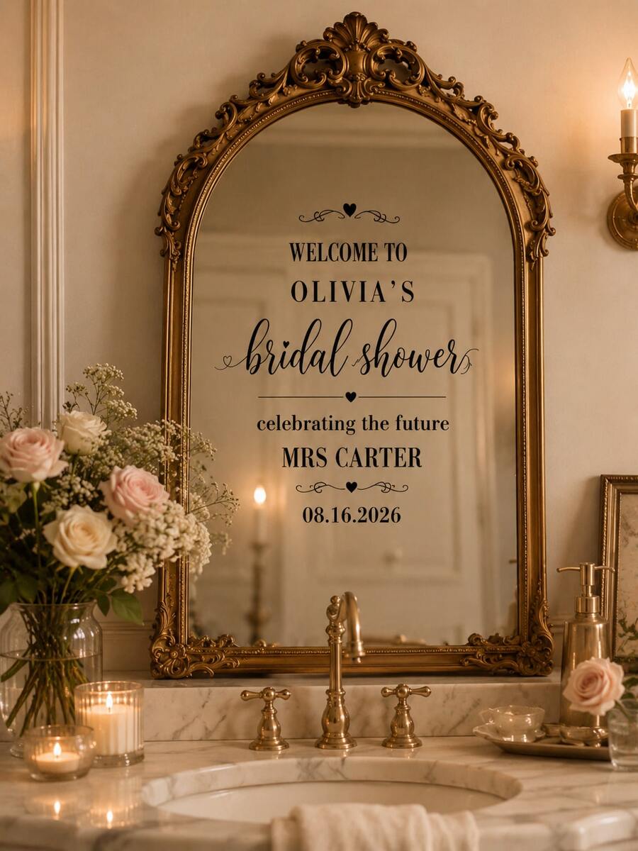Pegatina de espejo personalizada para cartel de asientos de boda - Decoración de cartel de boda DIY Pegatina de boda - Pegatina de espejo de cartel de asientos Bienvenida a la boda Pegatina de espejo - Pegatina de letra de espejo personalizada - Feliz boda - Decoración de boda/Cartel de bienvenida de boda moderno