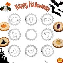 9pcs Halloween Cookie Cutter Set, Reusable Stainless Steel, Pumpkin Bat Ghost Linzer Molds, Smooth Edges, For Home DIY Baking - View 12