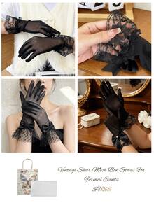 Fashion Polka Dot Mesh Bow Lace Gloves - Multiple Colors Available, Lightweight And Breathable, Suitable For Wedding, Evening Party, Photography, Lolita Outfit, Christmas, Valentine's Day, Engagement, Exquisite Vintage Atmosphere Accessory. - Multicolor - View 5