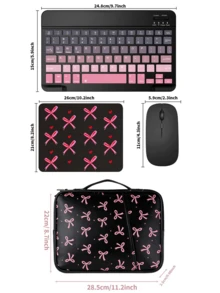 Conjunto de teclado Bluetooth con ratón y alfombrilla, teclado inalámbrico portátil (150mAh) y conjunto de ratón compatible con tabletas , smartphones con iOS 13+ de Apple, Android y Windows - Negro - Ver 10