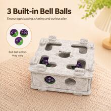 Interactive Felt Cat Toy Box With 3 Random Color Bell Balls, Square Puzzle Game Box For Indoor Cats, Paw-Chasing Toy, Enrichment Activity Toy, Durable Felt Hide-And-Seek Toy For Cats And Kittens - Multicolor - View 12