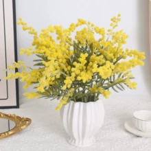 10 Stücke/5 Stücke künstliche Hochzeitsblumen, hochwertige Mimose, Feiertagsblumen, künstliche Blumen für die Heimdekoration, romantische Feiertagsblumen, Hochzeitsblumen, goldene Akazie, französische Karnevalsblumen, geeignet für Heimdekoration, Wohnzimmer, Büro, Küche, Hochzeit, Raumdekoration, Hochzeitszubehör, Herbstdekoration, Wanddekoration, Tischdekoration, Hochzeitsdekoration, dekorative Blumen, Hochzeitsblumen, Rosen, künstliche Rosen - Gelb - Übersicht 1