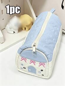 1個可愛蝴蝶結刺繡文具收納袋 柔軟鉛筆袋 適合美學風格學生 大學桌面收納 可收納繪圖筆、彩色鉛筆、化妝收納、辦公用品 - 多款 - 查看 14