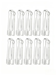 6/10pcs 6.3 Inch Clear Mini Buffet Tongs, Reusable Multi-Purpose Plastic Food Clips, Dishwasher , Suitable For Ice Cubes, Sugar Cubes, Salad, Desserts, BBQ, Cookies, Parties, Coffee Shops And Home Use - Transparent - View 9