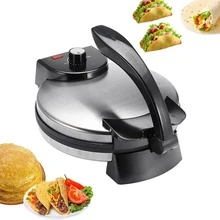 Electric Tortilla Maker, Dual Cooking With Non-Stick Surface, Even Heating, For Making Chapati, Tortilla, Roti And Bread 1000W - Silver - View 1