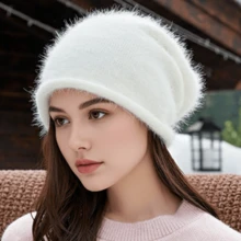 CAMEL CROWN Women's Knitted Stunt Hat, Windproof Beanie, Fleece-Lined Warm Wool Hat - White - View 5