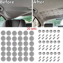 50組汽車車頂內襯修復扣針套件，通用汽車車頂固定鉚釘修復器，用於車頂固定，附安裝工具，適用於所有汽車 - 灰色絨布 - View 7