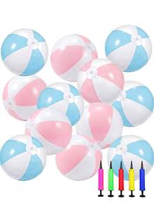 6 Peças - Bolas de Praia Infláveis (Com Bomba), Bolas Decorativas de Cor Suave, Acessórios para Piscina, Decorações de Festa em Material PVC de Cor Macaron, Adequado para Decoração de Festa de Aniversário de Verão para Adultos, Festa na Piscina de Verão, Despedida de Solteira, Presente de Aniversário e Atividades na Praia, Suprimentos de Verão ao Ar Livre, Jogos de Praia para Adultos, Suprimentos para Piscina. (Rosa, Azul) - Bola de praia - Visão 9