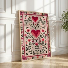 1 pieza Póster de arte de pared vintage, patrón de corazón dibujado a mano, pintura de boda del Día de San Valentín, regalo de arte de pared romántico para ella, impresión de aniversario, enmarcado o sin enmarcar, decoración de habitación/hogar, decoración de apartamento de dormitorio universitario, regalo de decoración de pared de dormitorio - A - Ver 4