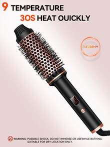 UKLISS 32mm Negative Ion Anti-Static Curling Brush & Curling Iron, Hot Brush Can Straighten And Create Loose Curls, Dual Voltage Suitable For Travel And Quick Curling & Straightening (Black) - Black - View 14