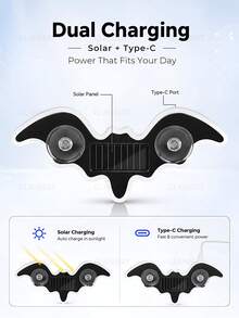Breathing Heartbeat Atmosphere Light, Solar Window Decorative Light, Suction Cup Bat Light, Yard Decorative Light - Bat - View 8