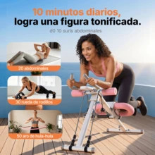 MERACH Ab Machine With Two Pull Cords, Adjustable Ab Trainer Gym Equipment For Core Workout At Home, Foldable, Knee Support, Abdominal Exercise Machine For Home, Core Training System - White Pink - View 3
