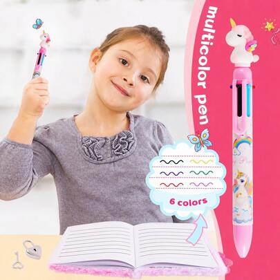 Mexican Axolotl Girl Diary With Lock And Key, Children's Diary/Travel Notebook Gift Set, Suitable For Writing And Drawing, Back To School