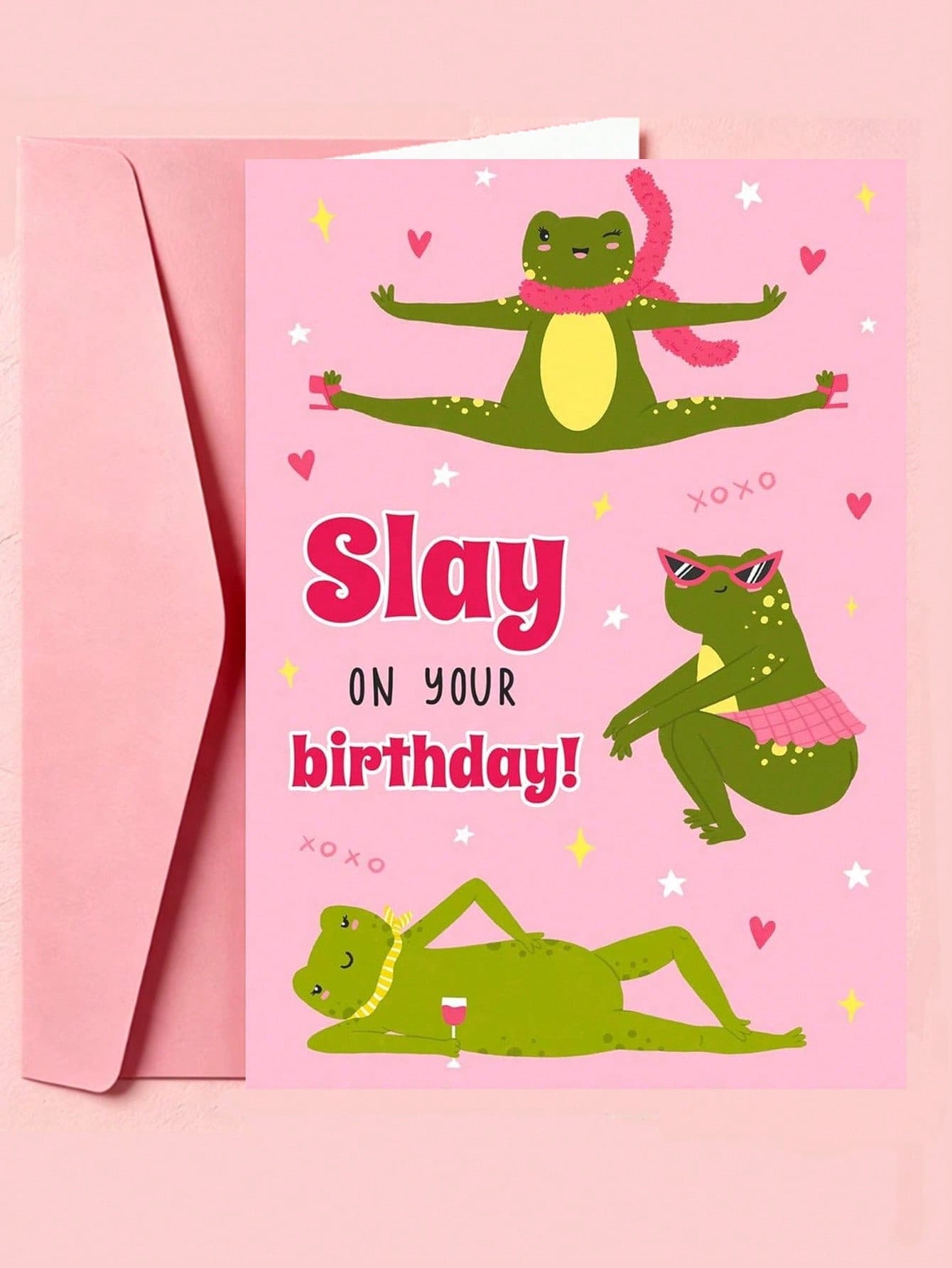 Cheerful Frog Birthday Card - Make Your Birthday Shine! - Cute And Playful Greeting Cards For Friends, Sisters, Good Friends, Best Friends, Girlfriends, And Colleagues, Thicker And Larger Envelope And Card - Multicolor - View 1