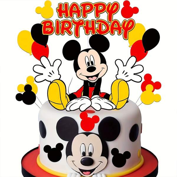 Hasbro Paquete de decoración para hornear de cumpleaños, juego completo de adorno para pastel de cumpleaños con degradado rojo y negro, palillos desechables ondulados para cupcakes, decoración de postres para fotografía de reunión familiar, festividades y fans de dibujos animados
