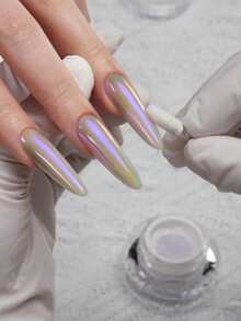 Nail Fairy 極光粉色美甲亮粉，美人魚極光效果，DIY居家沙龍美甲，0.5g/瓶，附塗抹器 - 淡紫色 - 查看 5