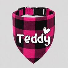 1pc Customized Pet Dog Plaid Scarf, Personalized Name ID, Paw Print, Bone And Heart Logo Options, Triangle Bib Style Cat Dog Scarf, Exquisite Customized Pet Neck Scarf, Dog Bandana - Multicolor - View 15