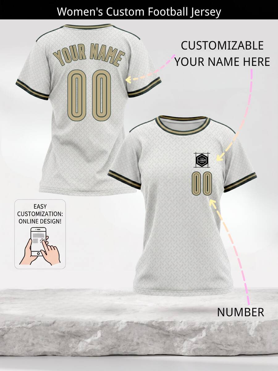Custom Women Soccer Jersey Personalized White Shirt, Custom Team Name Number Football Uniform T-Shirt For Ladies Girls, Female Teamwear - White - View 1