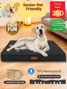 1 buah Kasur Hewan Peliharaan Isi Busa dengan Penutup Bulu Pendek yang Dapat Dilepas, Kasur Anjing Tahan Air Ortopedi, Cocok untuk Bagian Bawah Kandang, Cocok untuk Ras Anjing dan Kucing Besar, Ekstra Besar, Sedang, Kecil, Semua Musim - Dark Grey - View 2