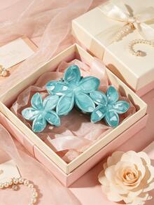 Marble Pattern Hair Claw, Tie Dye Floral One-Piece Hair Clip, Fashionable Minimalist Updo Claw Clip, Elegant Pearlescent Lily Flower Claw Clip, Versatile Exquisite Updo Hair Clip, Niche Elegant High-End Hair Accessory - Multicolor - View 4