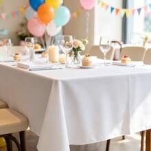 1pc White Wrinkle-Resistant Polyester Tablecloth - Suitable For Halloween, Christmas, Birthday Party Decoration, Outdoor Picnic, Wedding, Camping, Kitchen - White - View 11