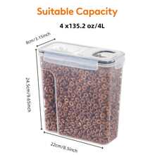 Airtight Food Storage Containers With Lids,4 Pcs Plastic Kitchen And Pantry Organization Canisters For Cereal, Dry Food, Flour And Sugar, Includes 8 Labels,Black. - View 3