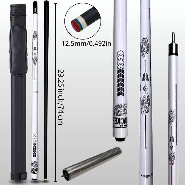 Carbon Fiber Pool Cue 3 PiecesComplete Set, 57 Inch 1/2 Split Billiard Cue With 12.5mm Tip, Leather Storage Case & Extension Rod, High Elastic Shock Resistant Deformation Resistant Stick For American 9-Ball, Bar & Competitive Billiards