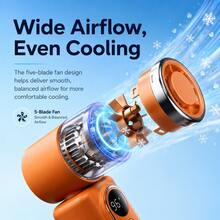1pc Rechargeable Portable Clip-On Mini Fan With LED Display, 5-Speed Adjustable Airflow, Rotatable Fan Head & Anti-Slip Clip For Desk, Travel, Commuting & Outdoor Use - Standard - View 8