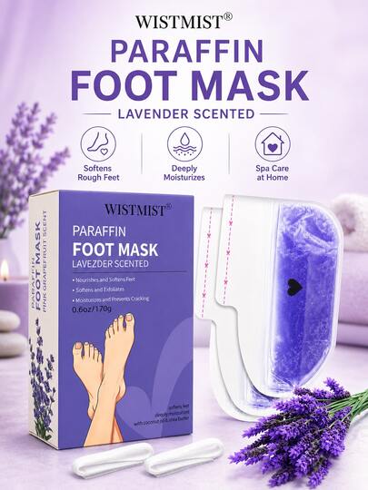 Lavender Scented Paraffin Foot Mask | Moisturizing Foot Spa Booties For Dry Rough Feet & Cracked Heels, Softening At-Home Pedicure Care For Smooth Feet
