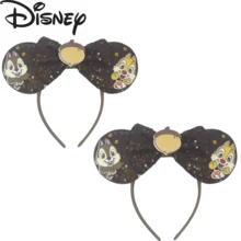 Disney Princess Crown Design Sequin Mouse Ear Headband, Black And White Contrast Bow Hair Accessory, Suitable For Travel And Themed Events - Multicolor - View 6