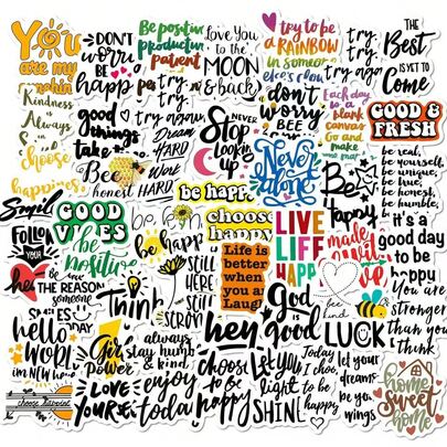 25pcs Inspirational English Phrase Graffiti Stickers For Fridge, Phone, Cute Stickers For Badge Holder, Desk Mouse Pad, Magazine, Mother's Day, Notebook, Pencil Case, Diary, Teacher Lanyard, Photo Card Holder, Marker, Mother's Day Gift, Planner, Chair, Bookmark, Scrapbook Paper, Sticker Pack