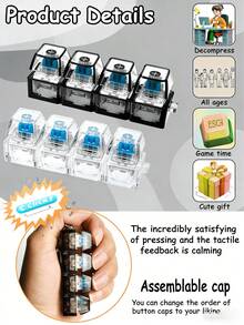 1pc Keyboard Key Shape Stress Relief Keychain, Adult Finger Pressing Decompression Pendant, Can Relieve Stress, Focus Attention, Relax Body And Mind; High Elasticity Durable Material, Repeated Kneading Without Deformation, Compact And Cute Design For Easy Play, Suitable For Office, Study, High-Quality Gift For Holidays, Christmas, Parties. - New Model - View 2