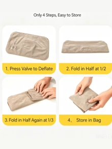 CAMEL CROWN Portable Inflatable Camping Travel Pillow, Soft Deep Sleep Air Cushion, Multi-Purpose Neck & Lumbar Support Pad For Long Journeys - Khaki - View 6