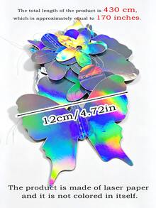 1pc Paper Shiny Butterfly & Flower Tassel Decoration, Lightweight Eye-Catching, Personalized Baby Gift, Kids Room Decor, Gender Reveal Party Decoration - Multicolor - View 3