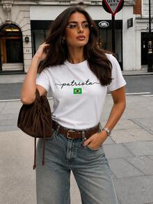 100% Cotton Unisex T-Shirt For The Whole Family, Brazilian Patriot, Jesus Print, Casual Chic, Elegant - 白人愛國者 - 查看 2