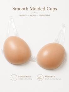 Transparent Strap Invisible Adhesive Bra For Women, Seamless Deep V Push-Up Anti-Slip Lingerie, Adjustable Comfortable Backless Design - Multicolor - View 6