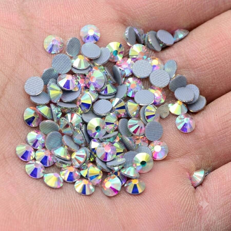 AB Crystal Rhinestones SS3 SS4 SS5 SS6 SS8 SS10 SS12 SS16 SS20 SS30 SS34 SS40 SS50 Flat Back Hot Fix Gemstones, Suitable For Clothing DIY Handmade Crafts - A - View 1