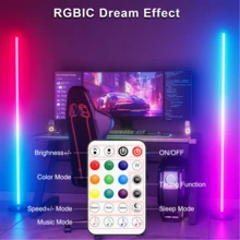 48英吋 RGBIC 轉角落地燈,可變色氛圍燈,附 App、遙控器與控制盒,高度可調,適用於房間裝飾、臥室與遊戲室的轉角燈 - 彩色 - 查看 11