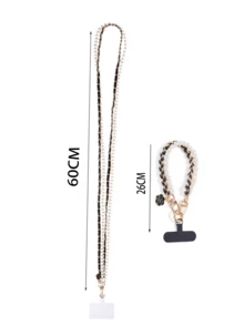 1PC/2PSCLuxury Pearl Phone Lanyard Metal Accessories Lanyard Neck Strap Portable Phone Lanyard Accessories With Card Slot Phone Strap Accessories For Mobile Phones With Phone Cases - Multicolor - View 5